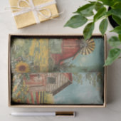 Rustieke boerderij veld en schuur decoupage tissuepapier (Geschenk)