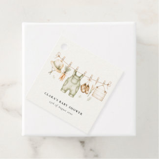 Rustieke boerderij waslijn aquarel baby shower bedankjes labels