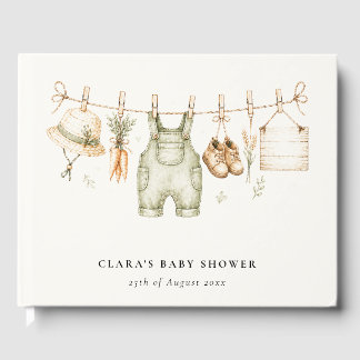 Rustieke boerderij waslijn aquarel baby shower gastenboek