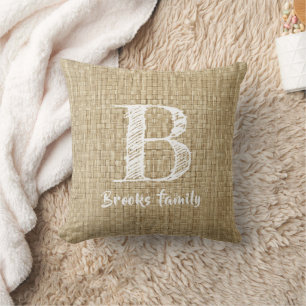 Rustieke Boerderij Weefpatroon Print Familienaam Kussen