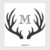Rustieke boerderij zwart hert gewei & monogram sticker (Vel)