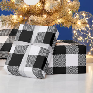 Rustieke boerderij zwart & wit buffel geruit cadeaupapier