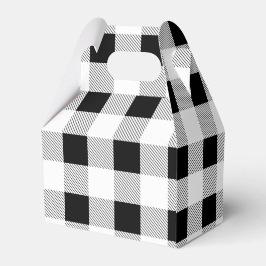 rustieke boerderij zwart wit buffel geruit feest bedankdoosjes (Achterkant)