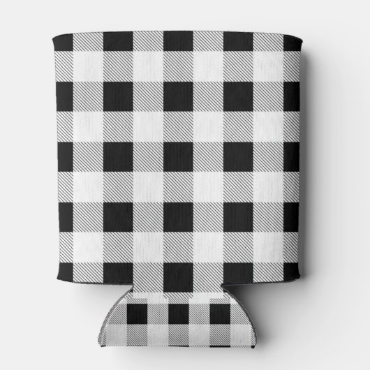 rustieke boerderij zwart wit buffel geruite feestj blikjeskoeler (Achterkant)