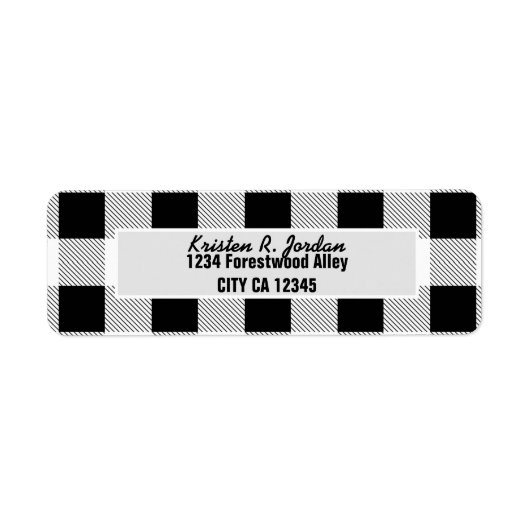 rustieke boerderij zwart wit buffel geruite feestj etiket (Voorkant)