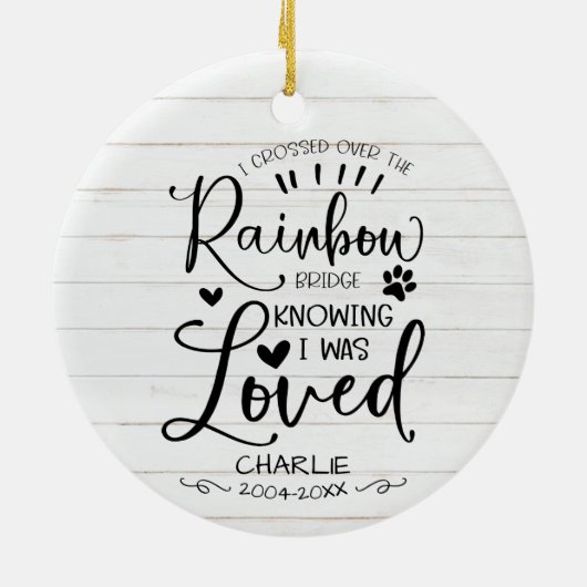 Rustieke boerderijkat of -hond huisdierherinnering keramisch ornament (Achterkant)