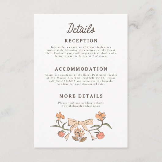 Rustieke Bogen En Bloemen Trouwdetails Informatiekaartje (Voorkant)