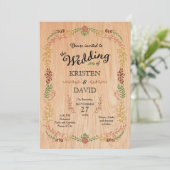 Rustieke Boheemse Bladerkrans op hout Kaart (Staand voorkant)