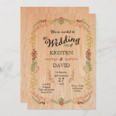 Rustieke Boheemse Bladerkrans op hout Kaart (Voorkant / Achterkant)