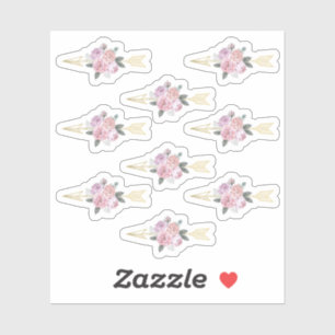 Rustieke Boheemse Bloemen Pijlen Blush Roze Boho C Sticker