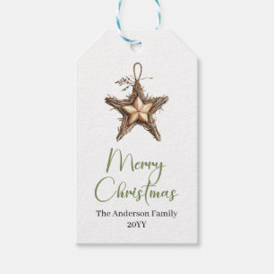 Rustieke Boheemse Botanische Kerstcadeaubijlage Cadeaulabel