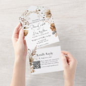 Rustieke Boheemse Herfst herfst QR code bruiloft All In One Uitnodiging (Afscheurbaar)