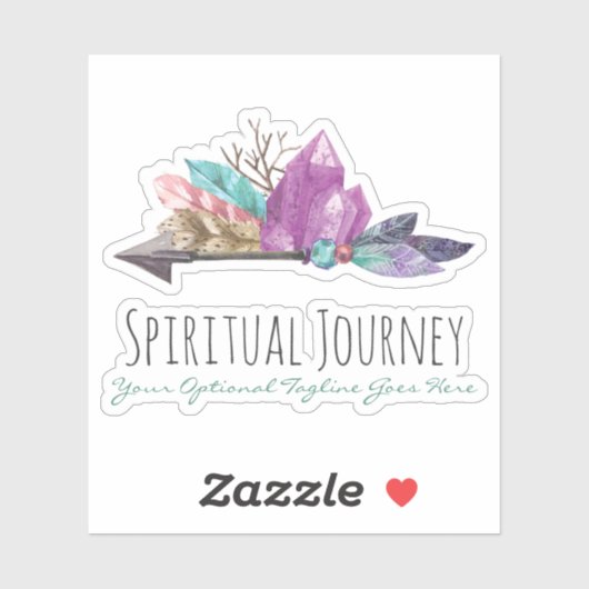 Rustieke Boheemse kristallen & pijl Waterverf Logo Sticker (Vel)