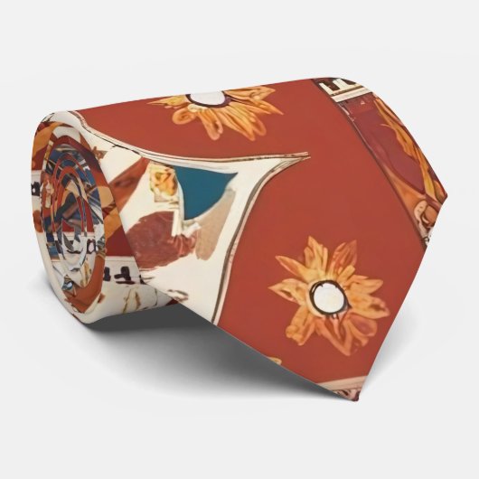 Rustieke Boheemse Pijl & Bloemen Stropdas (Opgerold)