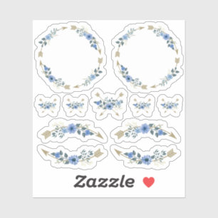 Rustieke Boheemse Waterverf bloempijlen krans Sticker