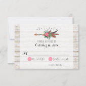 Rustieke Bohemian Feathers Arrow Bruiloft RSVP (Voorkant)