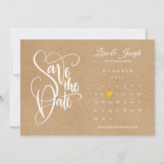 Rustieke Boho Agenda Gouden Liefdeshart Save The Date (Voorkant)