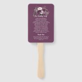 Rustieke Boho Antlers Paarse Plum Pioenrozen Bruil Handwaaier (Achterkant)