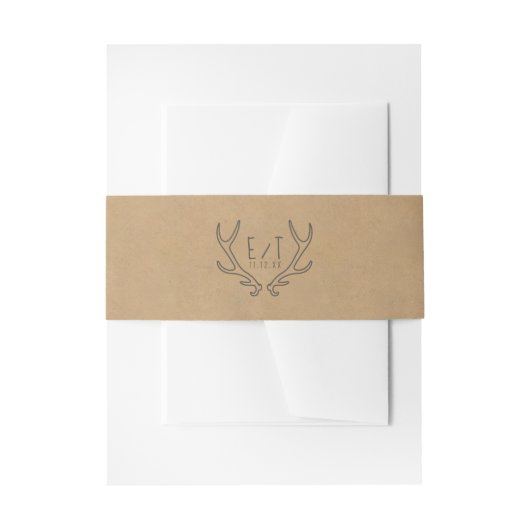 Rustieke Boho Antlers Trouwkraftpapier ID1109 Uitnodigingen Wikkel (Voorkant Voorbeeld)