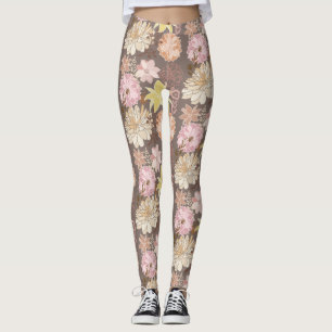 Rustieke Boho Asfalt Bloem Motief Leggings