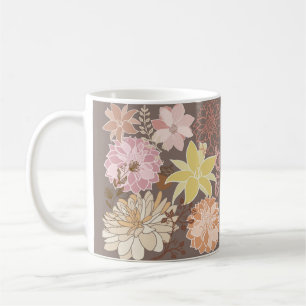 Rustieke Boho Asfalt Bloemmotief Koffiemok