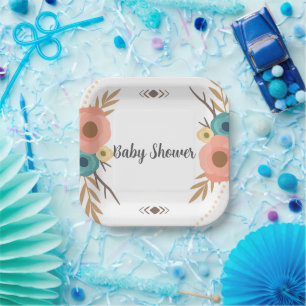 Rustieke Boho Baby Shower Papieren Bordje