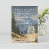 Rustieke Boho Berg Metselwerk Pot Foto Bruiloft Save The Date (Staand voorkant)