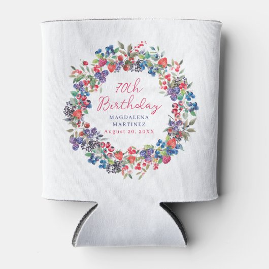 Rustieke Boho Berry Zomer 70e Verjaardag Custom Blikjeskoeler (Voorkant)