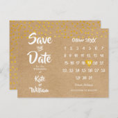 Rustieke Boho Bewaar de Datumkalender Gouden Hart Aankondigingskaart (Voorkant / Achterkant)