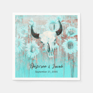 Rustieke Boho Blauwgroen Westerne Zonnebloemen Bul Servet