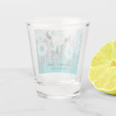 Rustieke Boho Blauwgroen Westerne Zonnebloemen Bul Shot Glas (Achterkant)