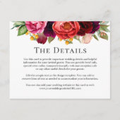 Rustieke Boho Bloemen Bruiloft Details Informatie Informatiekaartje (Voorkant)