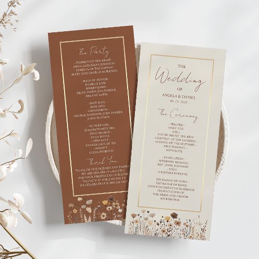 Rustieke Boho Bloemen Huwelijksprogramma Programma