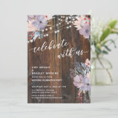 Rustieke Boho Bloemen & Lichten Vier Feest Met Ons Kaart (Staand voorkant)