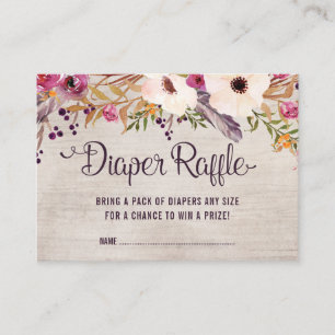 Rustieke Boho Bloemen Luier Raffle Kaart Tribal Ba