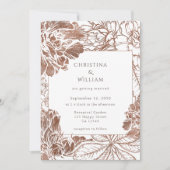 Rustieke Boho Bloemen Mocha Bruin Huwelijk QR Code Kaart (Voorkant)