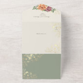 Rustieke Boho Bloemenperzik en Sage Green Wedding All In One Uitnodiging (Buitenkant)