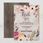 Rustieke Boho Bloemige Baby Shower Bedankkaart (Voorkant / Achterkant)