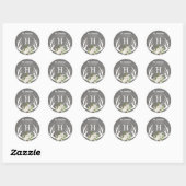 Rustieke Boho Bloemige Geweien Monogram Terugkeer Ronde Sticker (Vel)