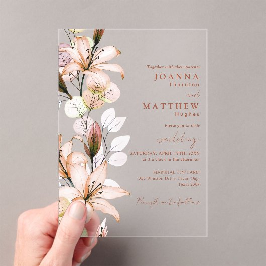 Rustieke Boho Bloemige Herfst Bruiloft Acryl Uitnodigingen (Insitu (Draagbaar))