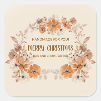 Rustieke Boho Bloemige Kerst Vierkante Sticker