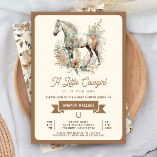 Rustieke Boho Bloemige Paard Cowgirl Baby Shower Kaart