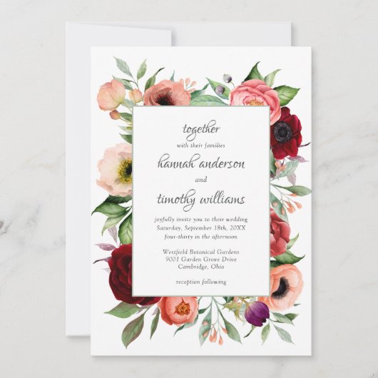 Rustieke Boho Botanische Charm Bruiloft Kaart (Voorkant)