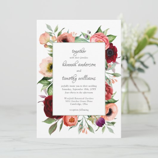 Rustieke Boho Botanische Charm Bruiloft Kaart (Staand voorkant)