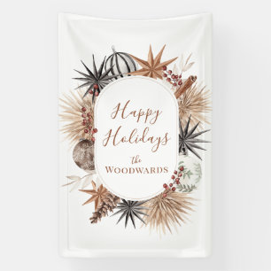 Rustieke Boho Botanische Kerstvakantie Spandoek