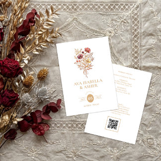 Rustieke Boho Botanische Posy Gouden Trouw TLW26 Kaart