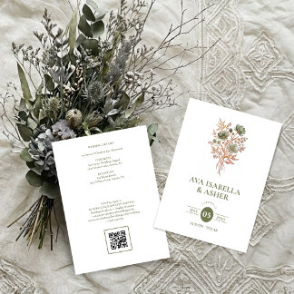 Rustieke Boho Botanische Posy Salie Bruiloft TLW26 Kaart