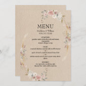  rustieke boho bruiloft menu (Voorkant / Achterkant)