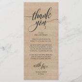 Rustieke Boho bruiloft receptie Dank u kaart (Voorkant)