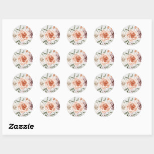 Rustieke Boho bruiloft - Waterverf Bloemen Ronde Sticker